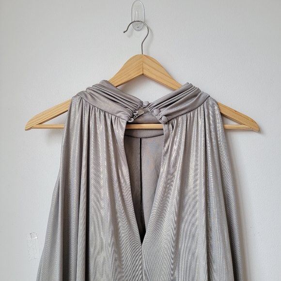 Cocktail Metallic Silver Midi Dress - Picture 6 of 14